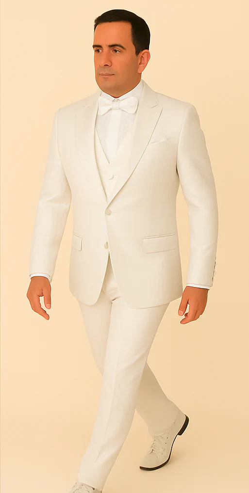 Rossi Man FORD RM1911 – Slim Fit White 3-Piece Suit for Men | Elegant Modern Formalwear - Image 4