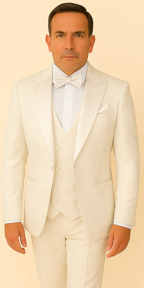 Rossi Man FORD RM1911 – Slim Fit White 3-Piece Suit for Men | Elegant Modern Formalwear - Image 5