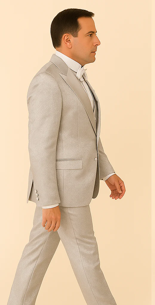 Rossi Man FORD RM1915 – Men's Slim Fit 3-Piece Suit in Silver - Image 3