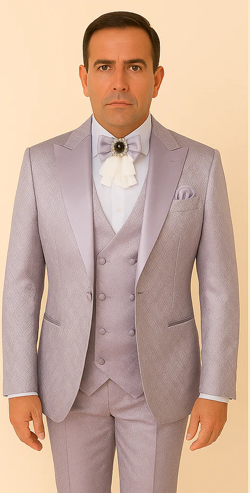 Rossi Man FORD RM1915 – Men's Slim Fit 3-Piece Suit in Silver - Image 5