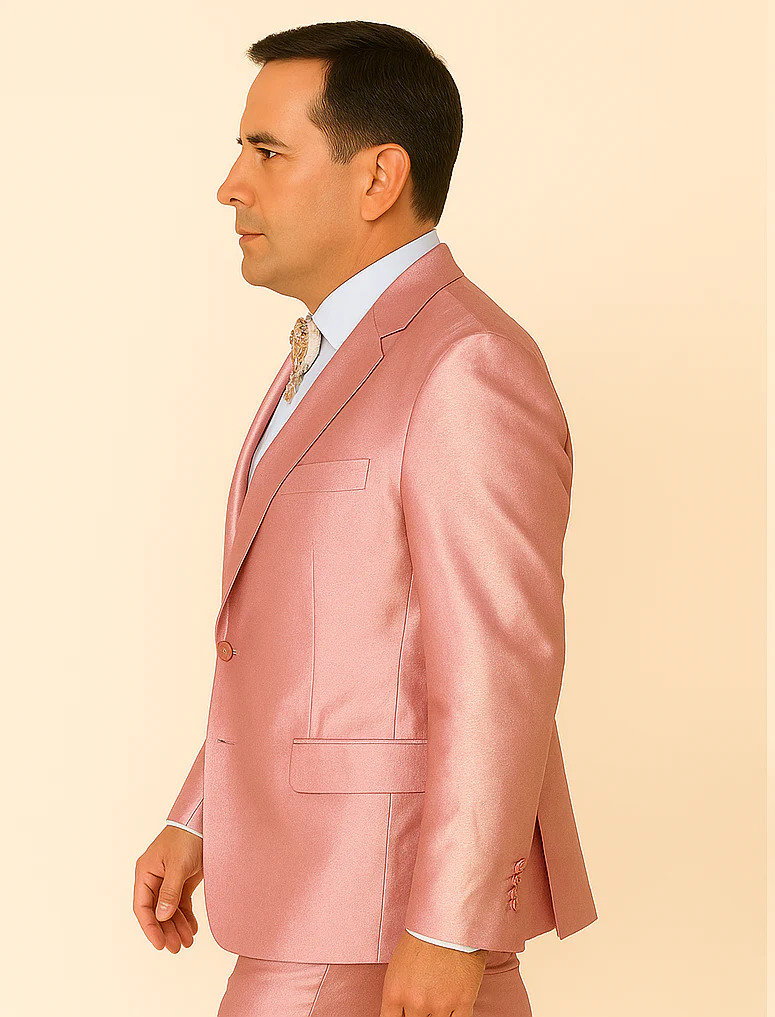Rossi Man LEO RM1602 – Men's 3-Piece Slim Fit Suit in Pink | Modern Classic Formalwear - Image 3