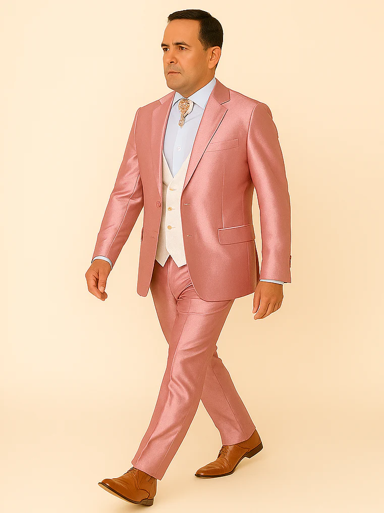 Rossi Man LEO RM1602 – Men's 3-Piece Slim Fit Suit in Pink | Modern Classic Formalwear - Image 4