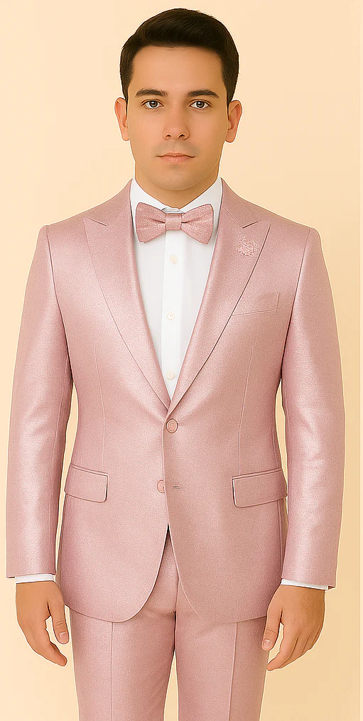Rossi Man LEO RM1641 – Pink Shimmer Slim Fit 3-Piece Suit for Men - Image 5