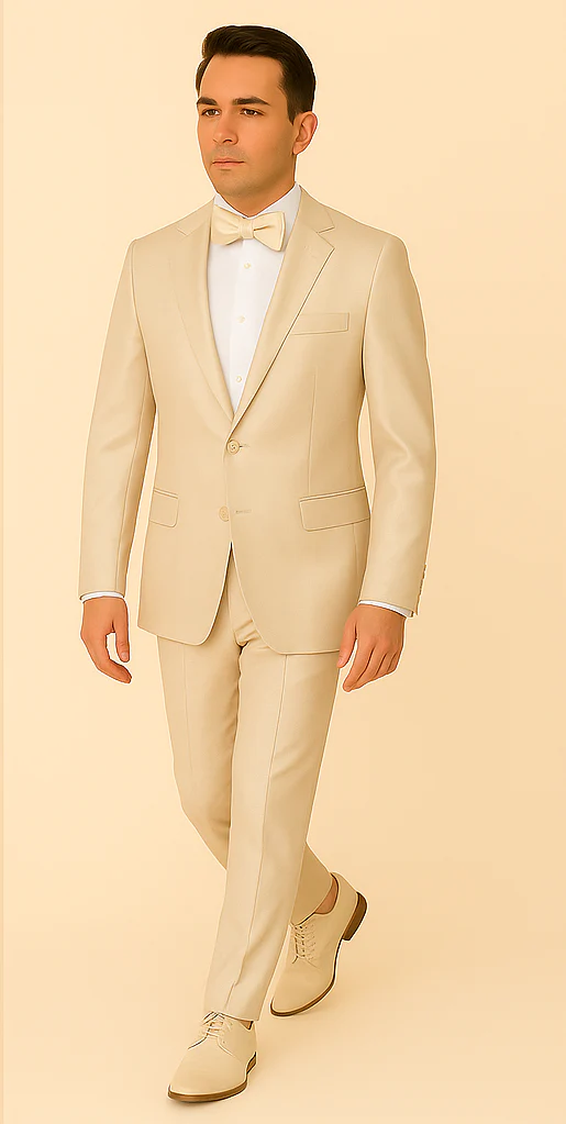 Rossi Man LEO RM1642 – Off-White Shimmer Slim Fit 3-Piece Suit for Men - Image 2
