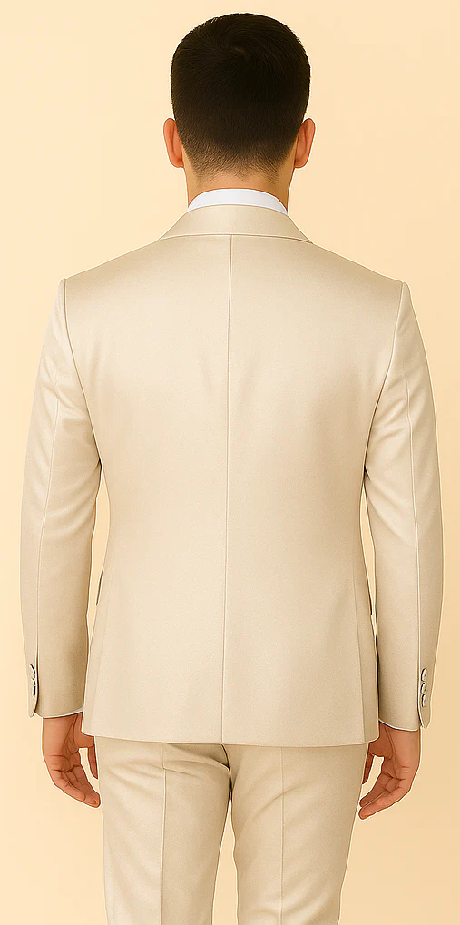 Rossi Man LEO RM1642 – Off-White Shimmer Slim Fit 3-Piece Suit for Men - Image 3
