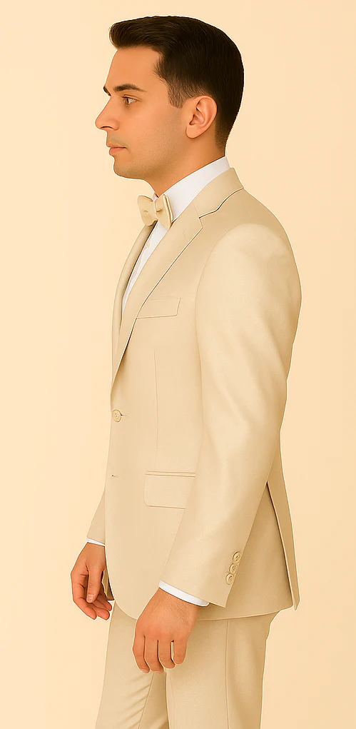 Rossi Man LEO RM1642 – Off-White Shimmer Slim Fit 3-Piece Suit for Men - Image 4