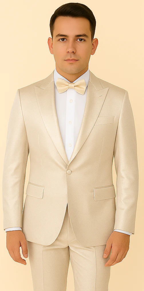 Rossi Man LEO RM1642 – Off-White Shimmer Slim Fit 3-Piece Suit for Men - Image 5