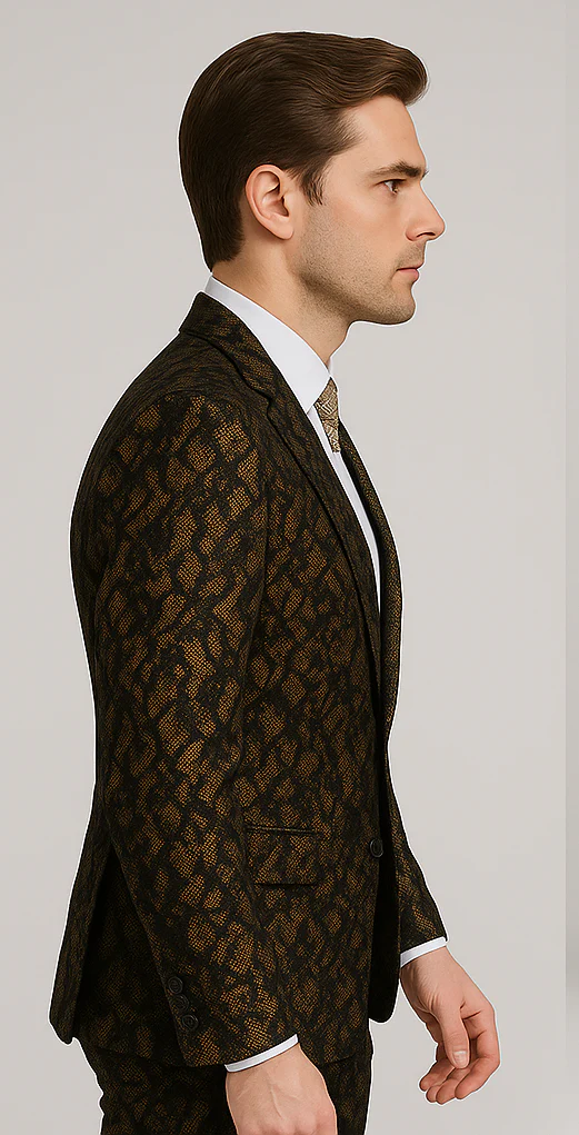 Rossi Man LEO RM1901 – Gold & Black Designer Tuxedo for Men | Slim Fit - Image 3
