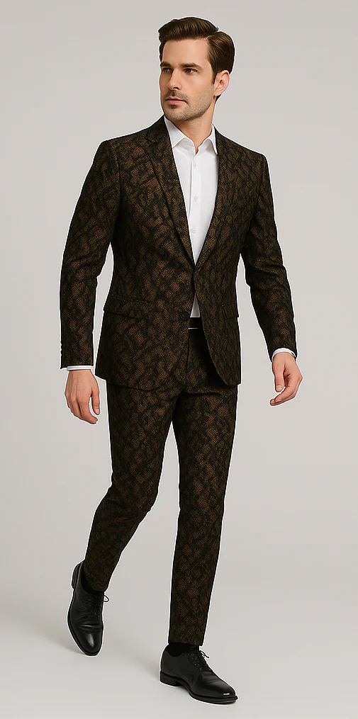 Rossi Man LEO RM1901 – Gold & Black Designer Tuxedo for Men | Slim Fit - Image 4