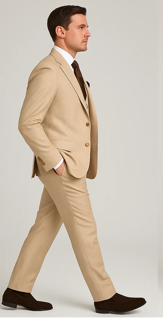 Rossi Man Max RM1391 – Slim Fit 3-Piece Men’s Suit in Solid Beige - Image 2