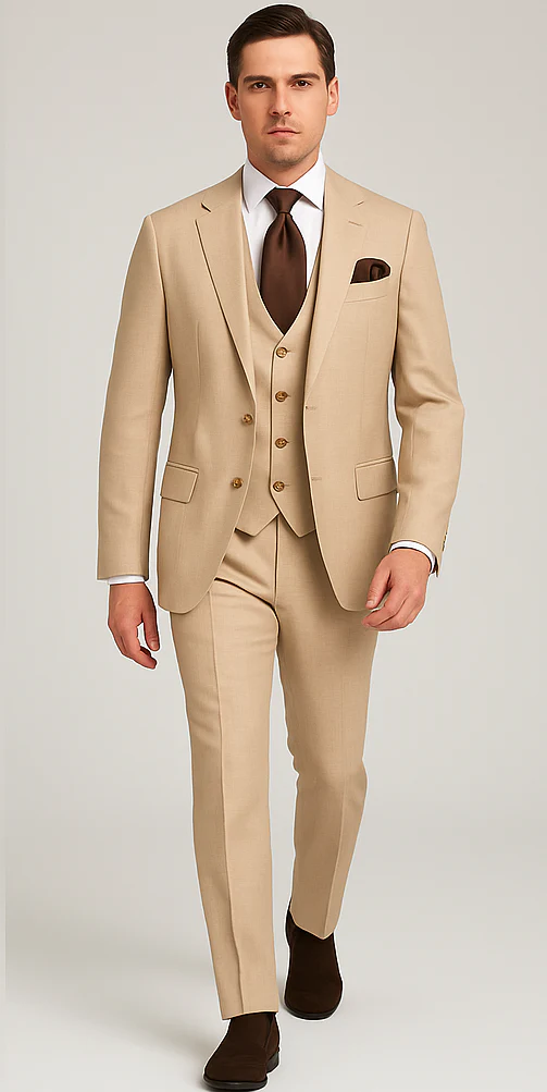 Rossi Man Max RM1391 – Slim Fit 3-Piece Men’s Suit in Solid Beige - Image 4
