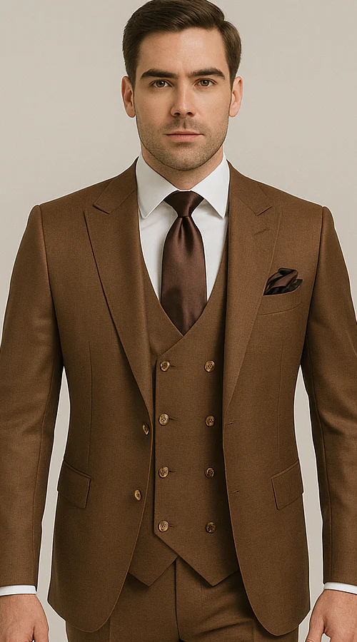 Rossi Man Max RM1392 – Slim Fit 3-Piece Men’s Suit in Solid Brown - Image 5
