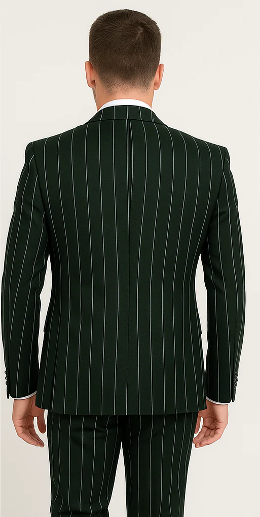 Rossi Man MAX RM1727 Slim Fit 3-Piece Suit – Stylish Tailored Green Pinstripe Suit for Men - Image 3