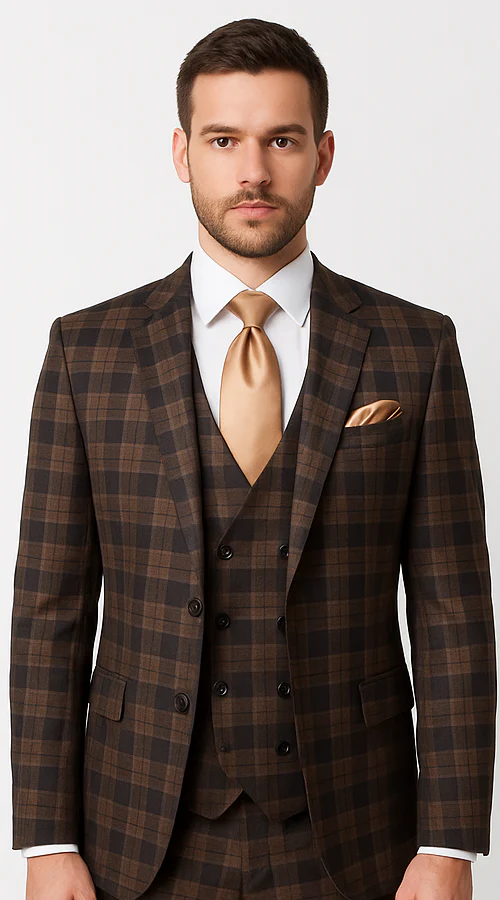 Rossi Man MAX RM1735 Slim Fit 3-Piece Brown Suit – Modern Formalwear for Men - Image 5