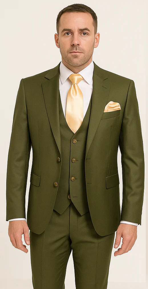 Rossi Man MAX RM1775 Slim Fit 3-Piece Suit – Sophisticated Tailored Olive Green Suit for Men - Image 5