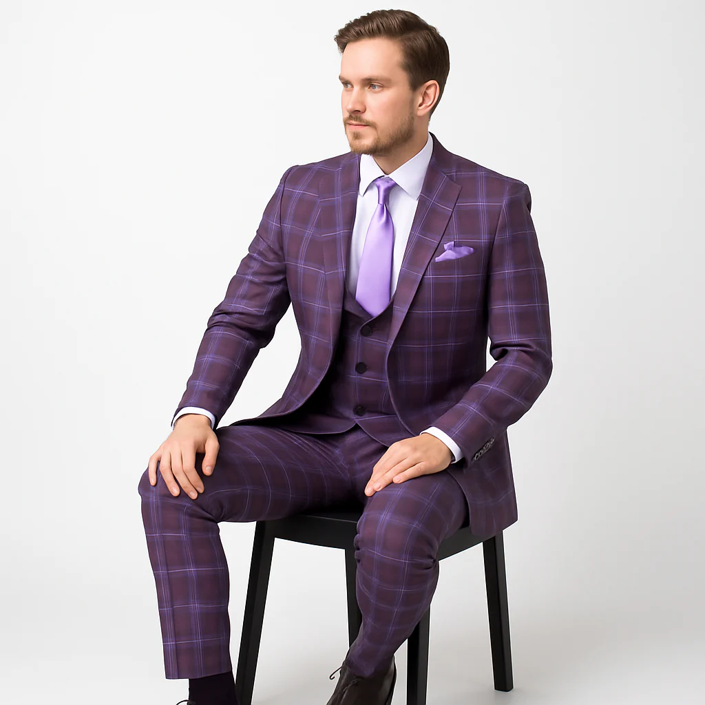 Rossi Man MAX RM1834 Slim Fit 3-Piece Suit – Elegant Purple Formalwear for Men - Image 2
