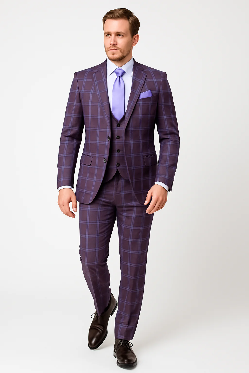 Rossi Man MAX RM1834 Slim Fit 3-Piece Suit – Elegant Purple Formalwear for Men - Image 3