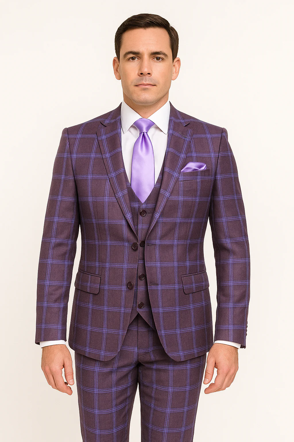 Rossi Man MAX RM1834 Slim Fit 3-Piece Suit – Elegant Purple Formalwear for Men - Image 5