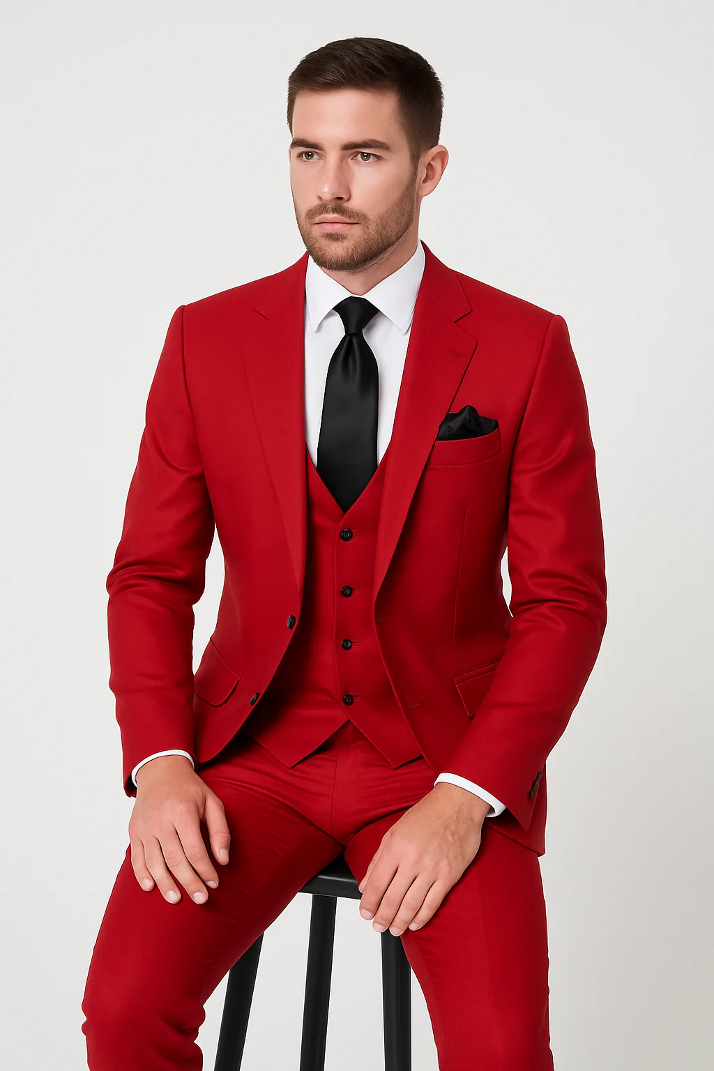 Rossi Man Max Slim Fit Formal Suit – 3-Piece Set in Bold Solid Red | RM1191 - Image 2