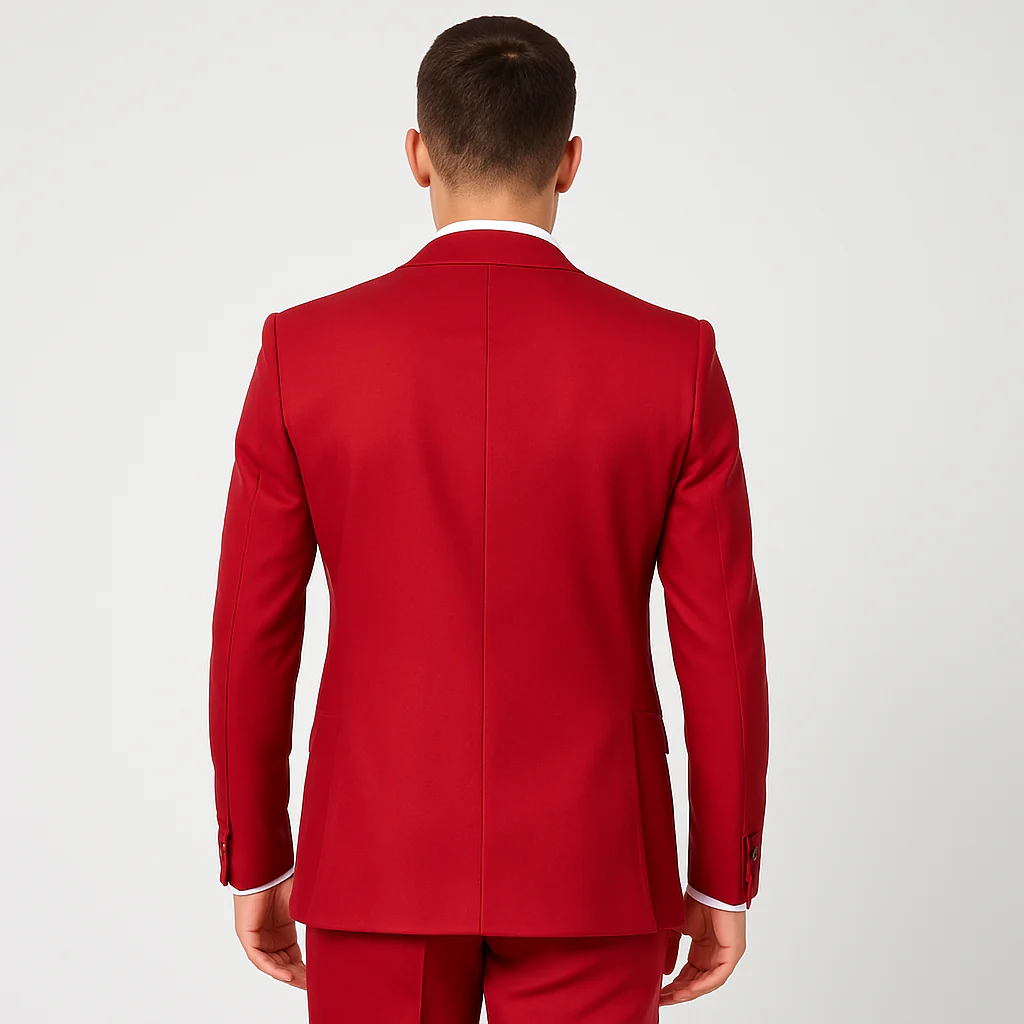 Rossi Man Max Slim Fit Formal Suit – 3-Piece Set in Bold Solid Red | RM1191 - Image 3