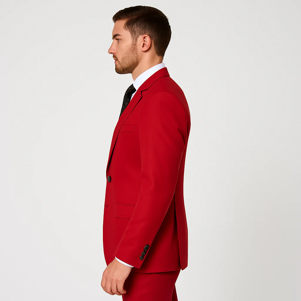 Rossi Man Max Slim Fit Formal Suit – 3-Piece Set in Bold Solid Red | RM1191 - Image 4