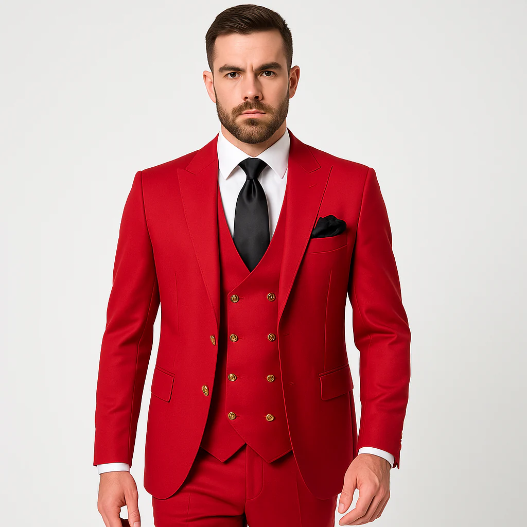 Rossi Man Max Slim Fit Formal Suit – 3-Piece Set in Bold Solid Red | RM1191 - Image 5