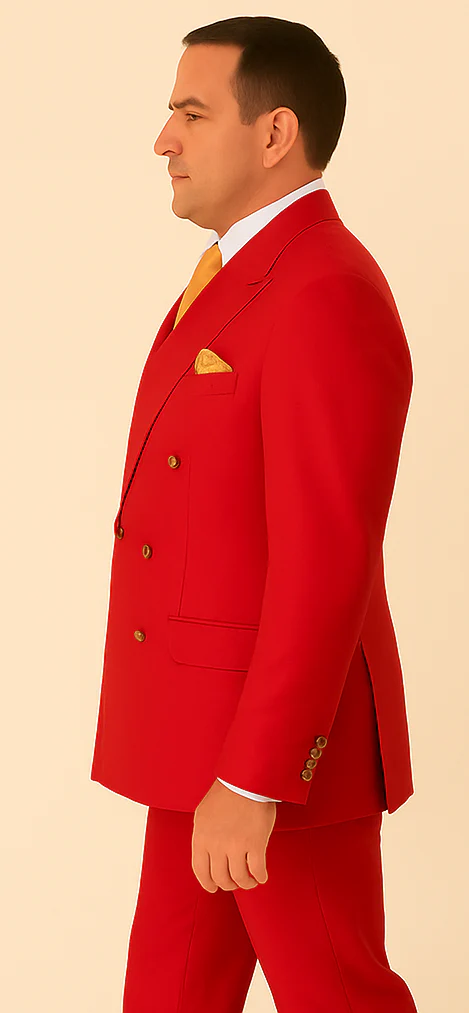 Rossi Man MILANO RM1191 – Slim Fit Red 3-Piece Suit for Men | Stylish Modern Formalwear - Image 3