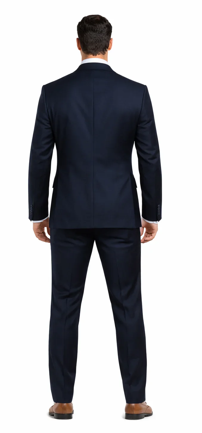 Rossiman Blue Men's Slim-Fit Vested Suit Flat Front Pants - Image 2