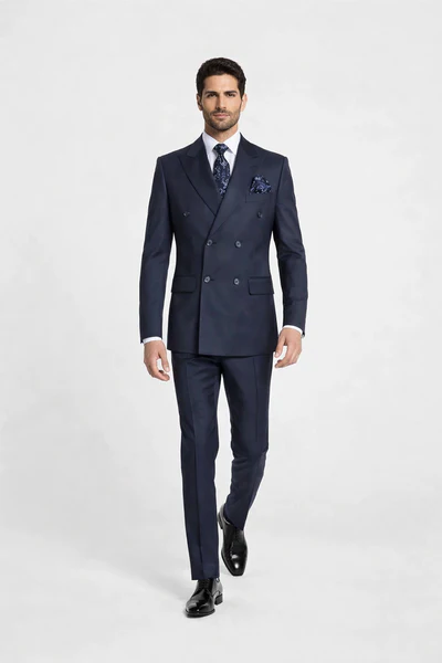 Rossiman Blue Men's Suit Double Breasted Slim Fit - Image 3