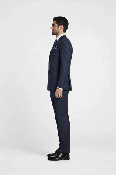 Rossiman Blue Men's Suit Double Breasted Slim Fit - Image 4