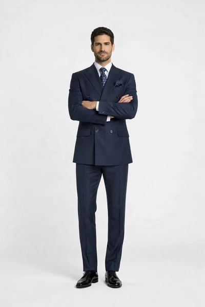 Rossiman Blue Men's Suit Double Breasted Slim Fit - Image 5