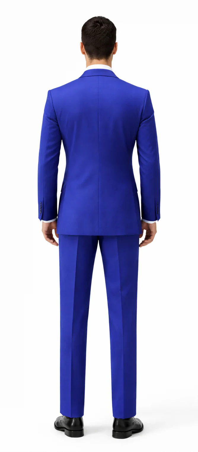 Rossiman Royal Blue Suit for Men – Classic 1-Button Peak Lapel Jacket & Double-Breasted Vest - Image 2