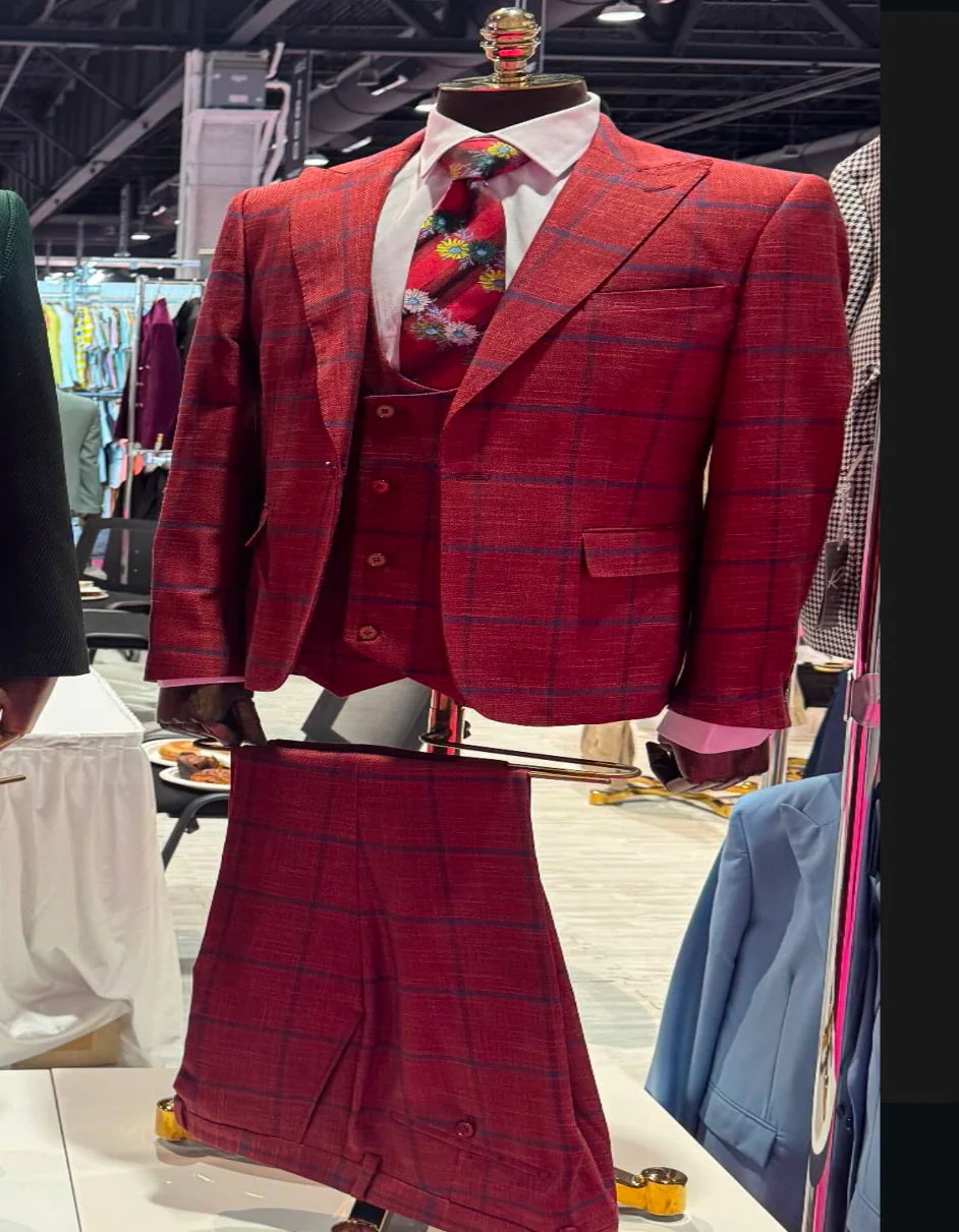 Rossiman Suit – Red & Blue Plaid Windowpane Double-Breasted Suit for Men - Image 9