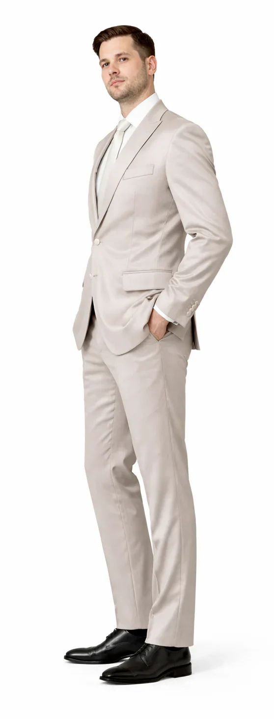 Rossiman Men’s Gray Shiny Sateen Suit – Sleek & Modern Formalwear - Image 3