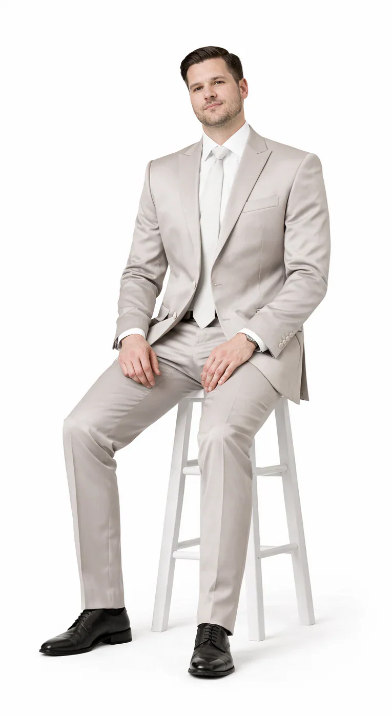 Rossiman Men’s Gray Shiny Sateen Suit – Sleek & Modern Formalwear - Image 4