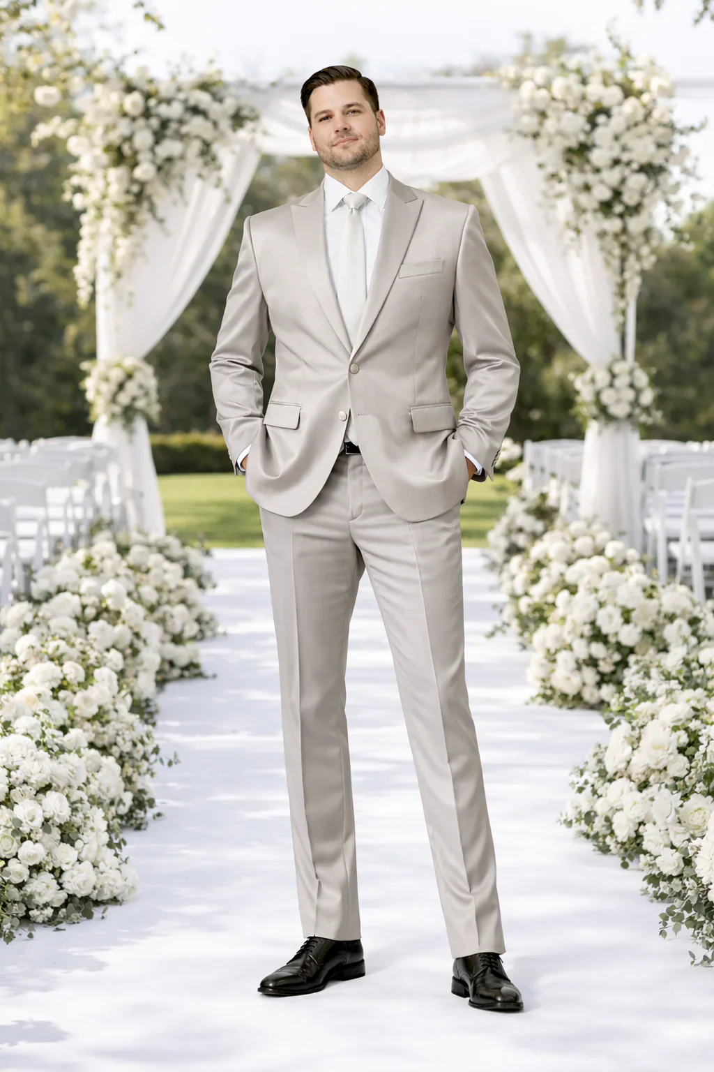 Rossiman Men’s Gray Shiny Sateen Suit – Sleek & Modern Formalwear - Image 7