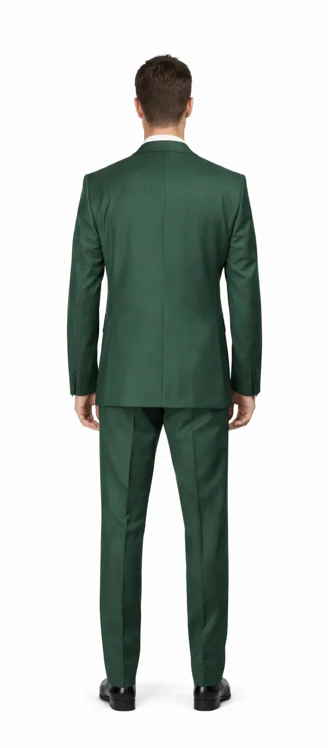 Rossiman Hunter Green Men's Slim-fit Suit Vested Flat Front Pants - Image 2