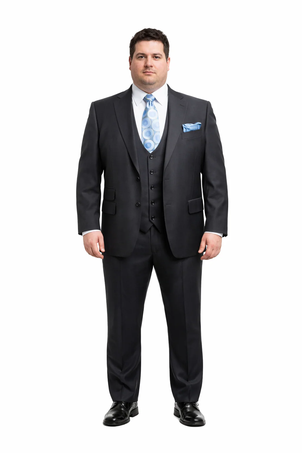 Rossiman Men's Dark Gray Slim Fit Suit Vested Flat Front Pants - Image 8
