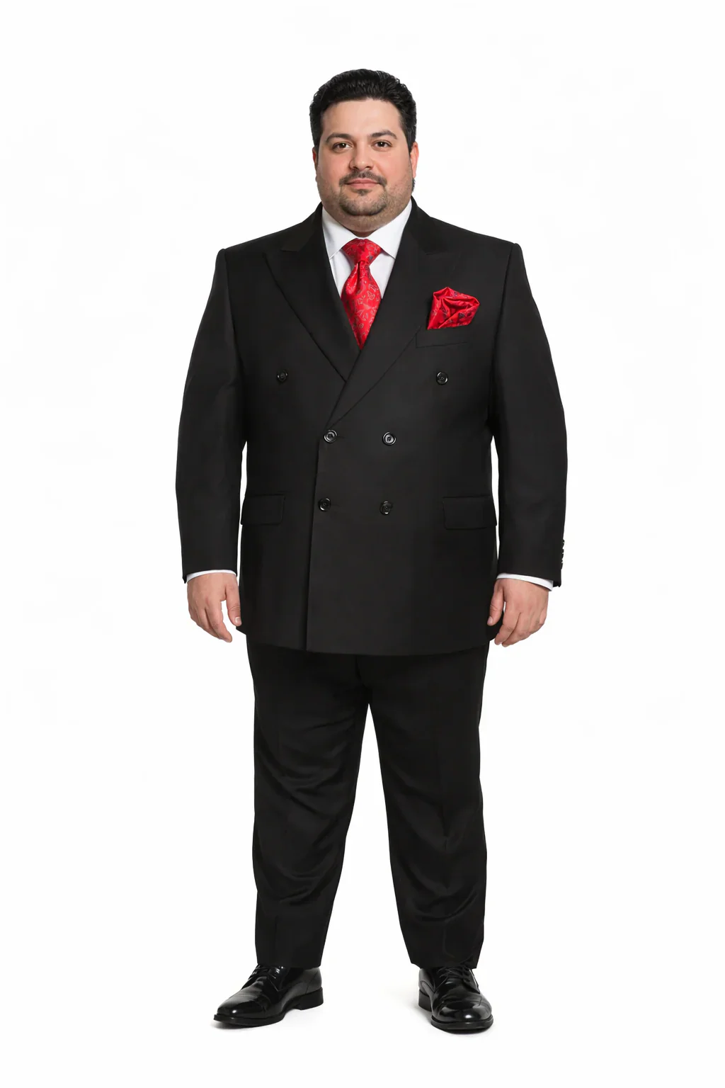 Rossiman Men's Black Slim Fit Suit Double Brest Vest Flat Front Pants - Image 8