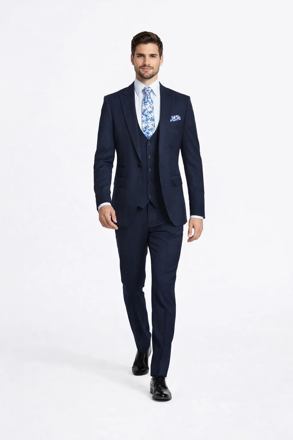 Rossiman Men’s Formal Blue Suit – Slim Fit Design with Vest and Trousers - Image 3