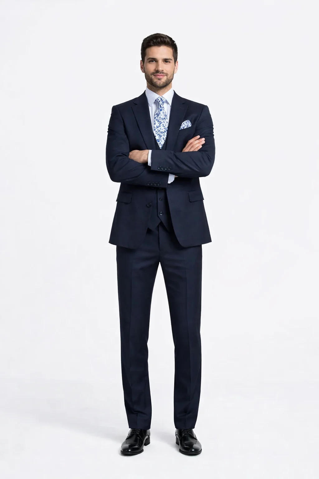 Rossiman Men’s Formal Blue Suit – Slim Fit Design with Vest and Trousers - Image 5