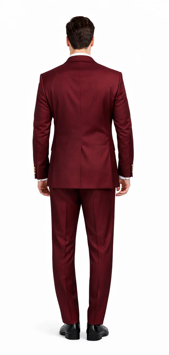 Rossiman Burgundy Men's Suit Double Breasted Slim Fit - Image 2