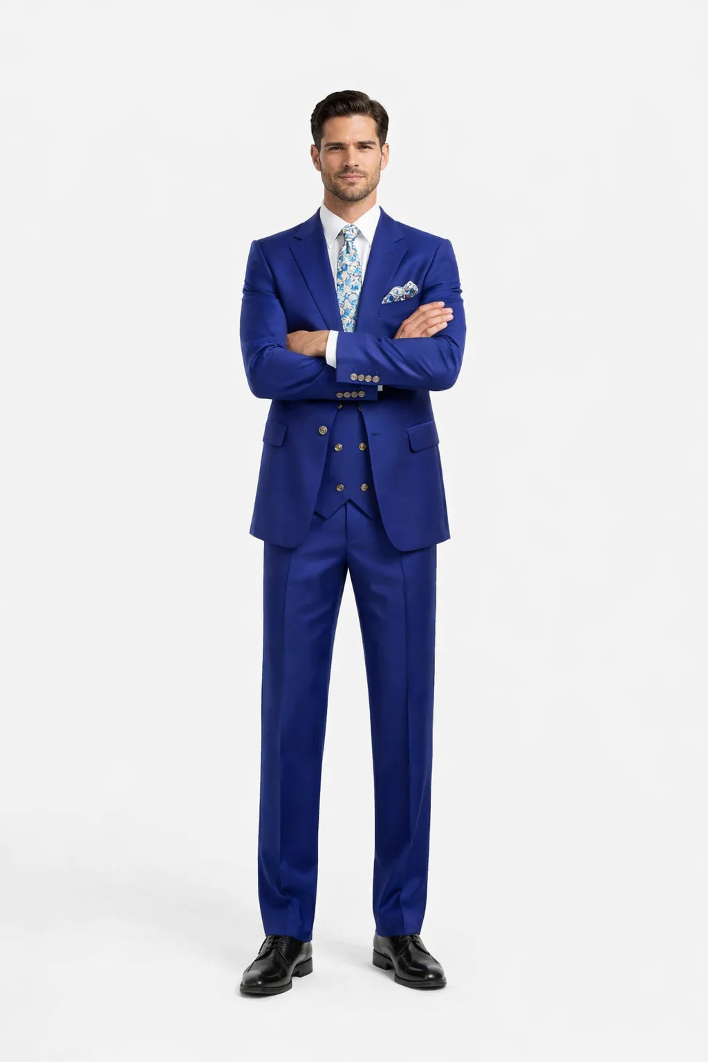 Rossiman Men’s Royal Blue Slim Fit Suit – Sophisticated Double-Breasted Design - Image 5