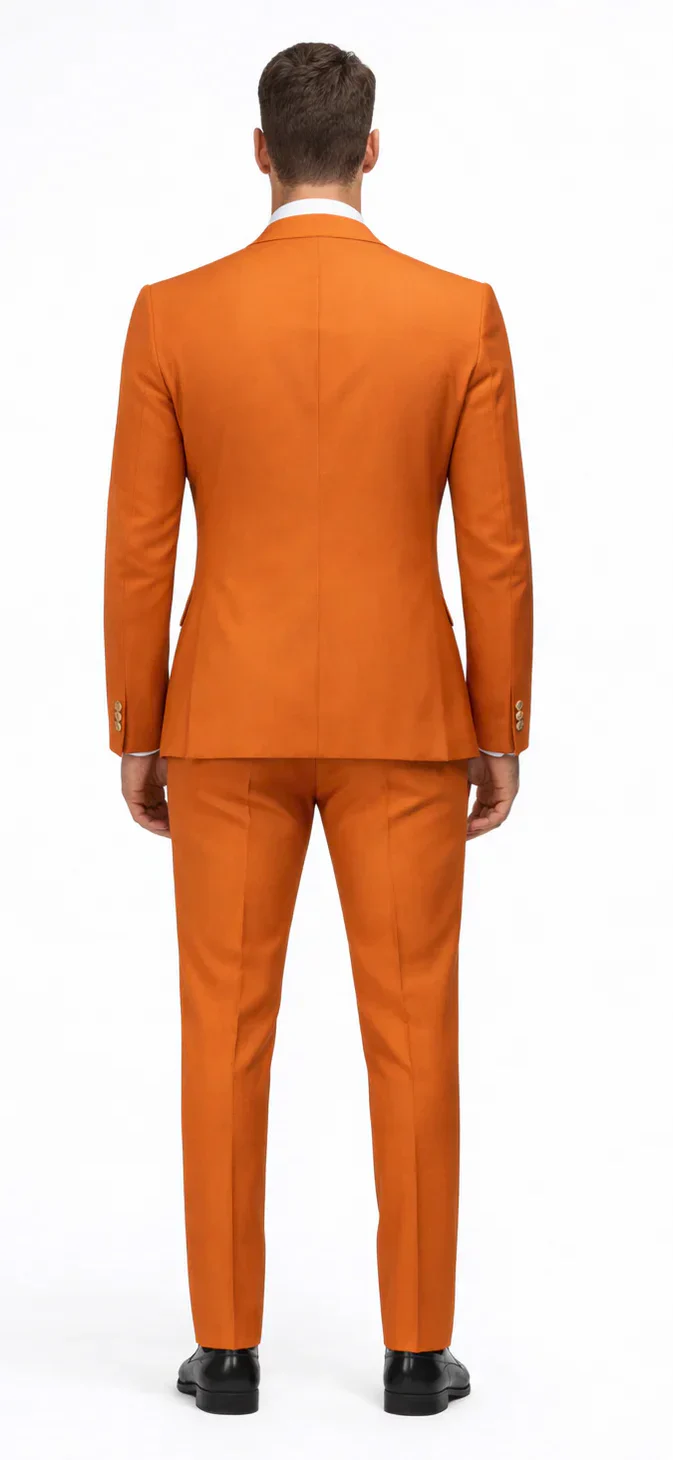 Rossiman Men's Rust Slim Fit Suit – 3-Piece Set with Double-Breasted Vest & Flat Front Pants - Image 2
