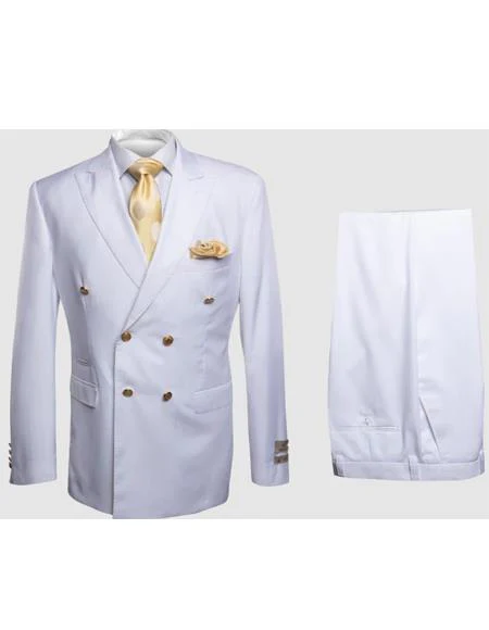 Rossiman Men's White Slim Fit Suit – Double-Breasted 3-Piece Formal Ensemble - Image 9
