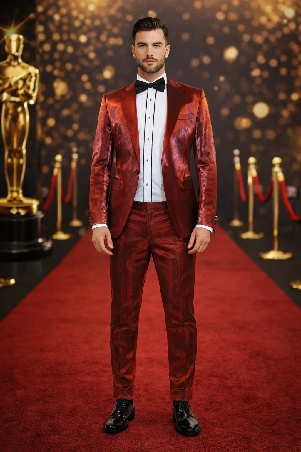 Rossiman Men’s Red Sateen Suit – Glossy Finish Bold Formalwear - Image 6