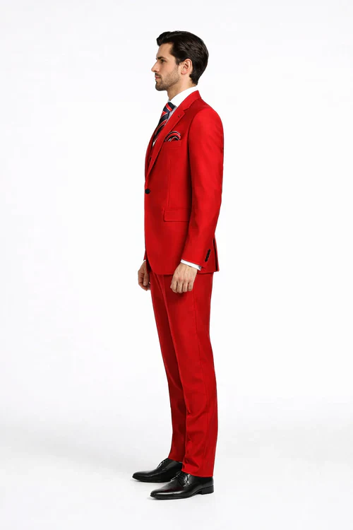 Rossiman Men’s Red Slim Fit Suit – Stylish Double-Breasted Jacket - Image 3