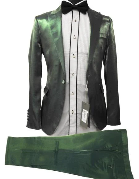 Rossiman Suit - Sateen Suit - Green Shiny Suit - Image 9