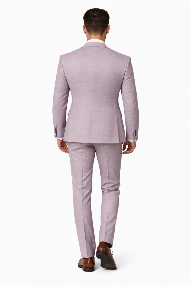 Rossiman Suits Brand - Plaid Textured Double breasted Style - Windowpane Pattern in Color Sharkskin Gray - Image 2
