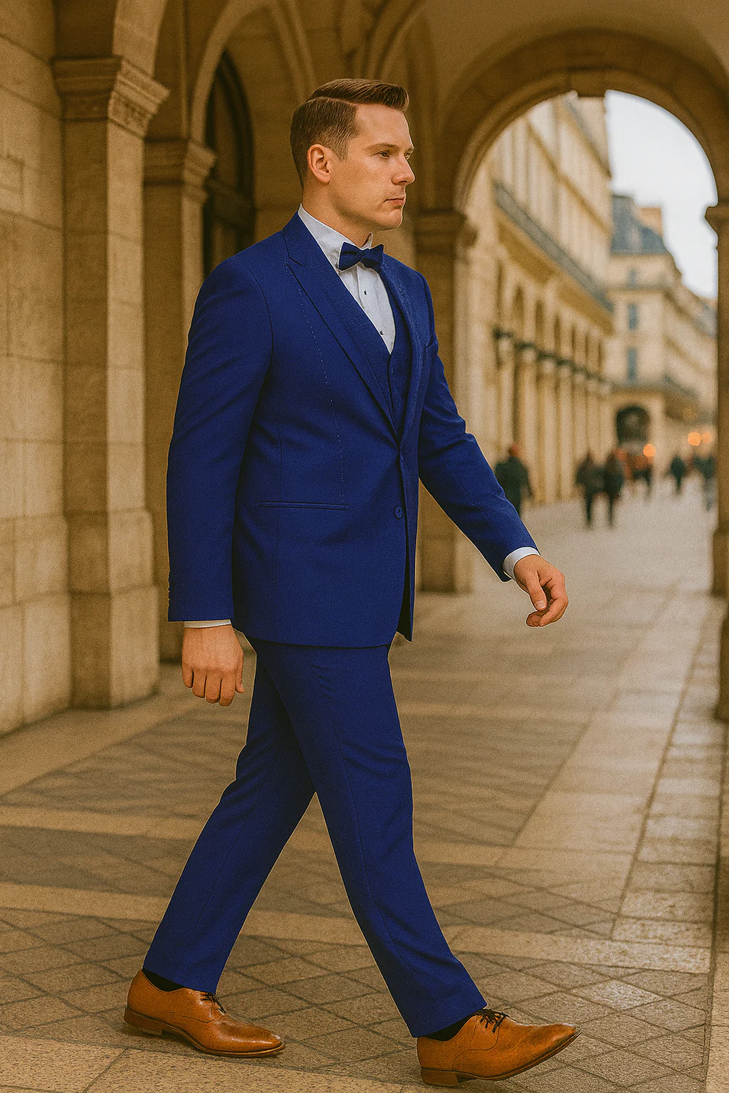 Royal Blue Italian Wool 3-Piece Modern Fit Tuxedo - Image 3